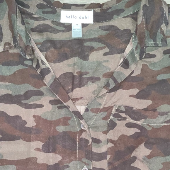 Bella Dahl Women’s Viscose Semi-Sheer Camouflage Blouse Size Medium - Picture 3 of 5